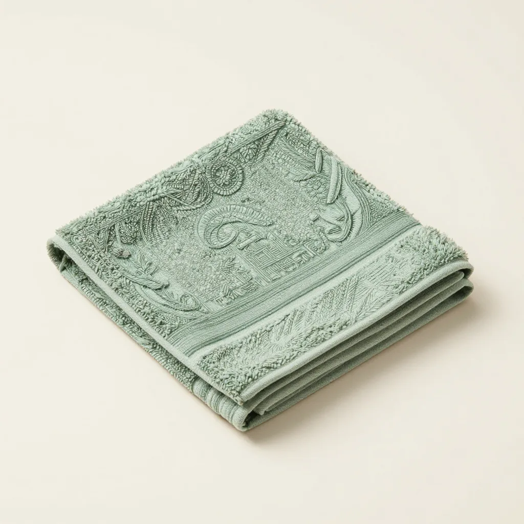 A sage green Egyptian cotton hand towel