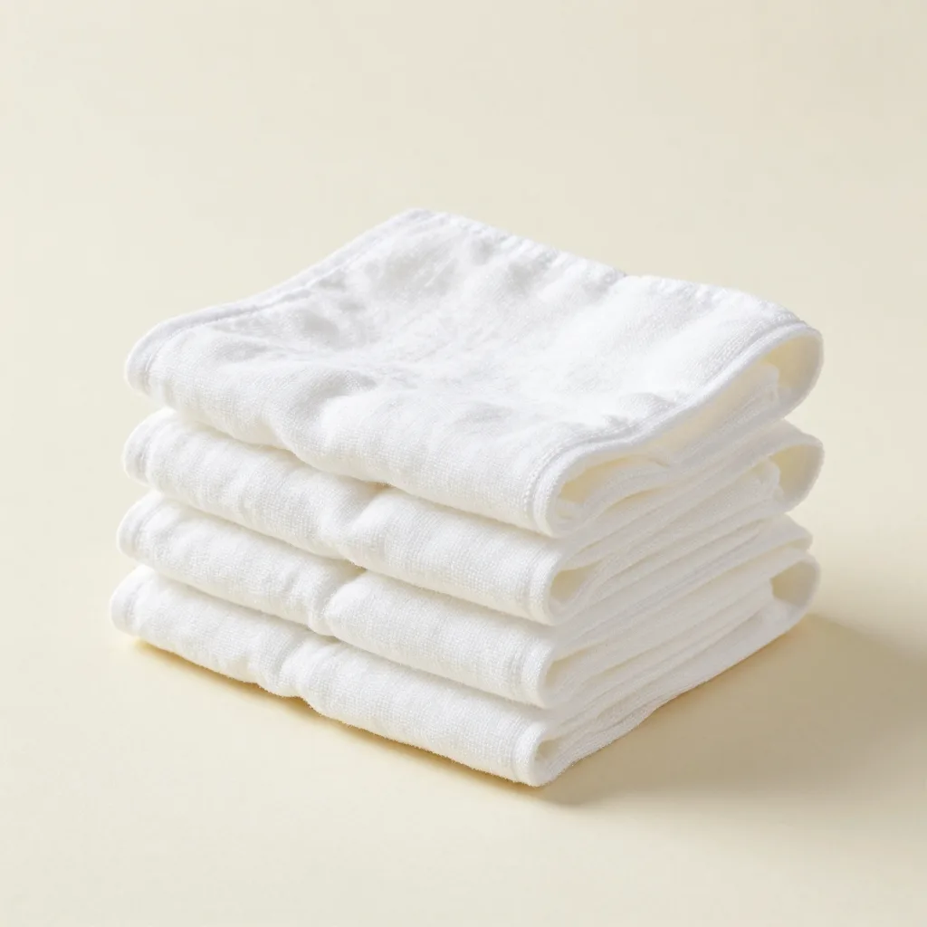 Four Egyptian cotton washcloths stacked